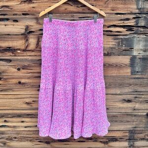 ALICE BLUE | Pleaded Tiered Floral Maxi Skirt XL